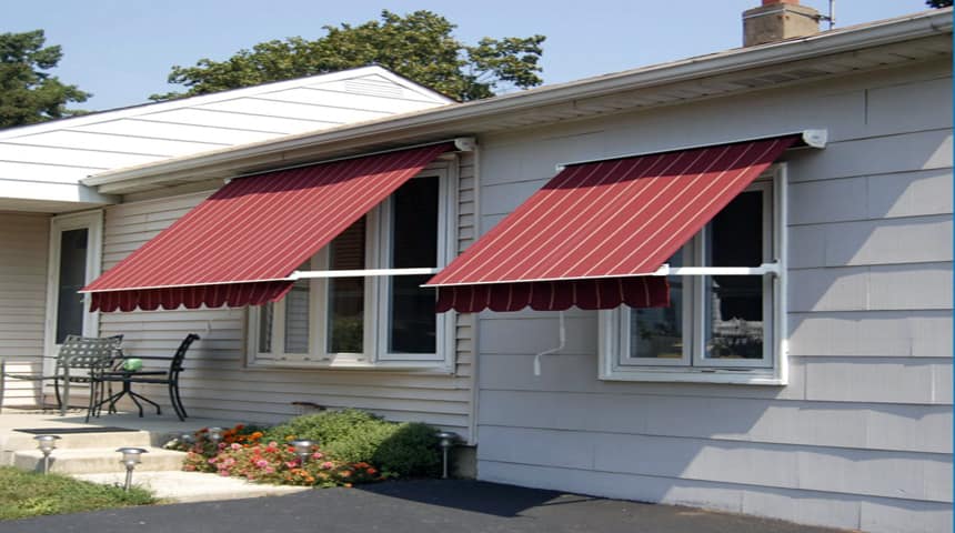 straight point arm awning