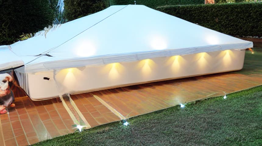 Awning with LED lights